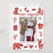 スカンディナヴィアンフォークアートの森の動物と鳥の写真 シーズンカード (正面)