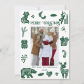 スカンディナヴィアンフォークアートの森の動物と鳥の写真 シーズンカード (正面)