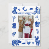 スカンディナヴィアンフォークアートの森の動物と鳥の写真 シーズンカード (正面)