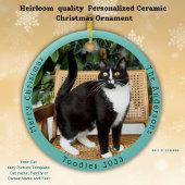 スカーディおもしろいキャットがサンタにカスタム訪れるクリスマス セラミックオーナメント