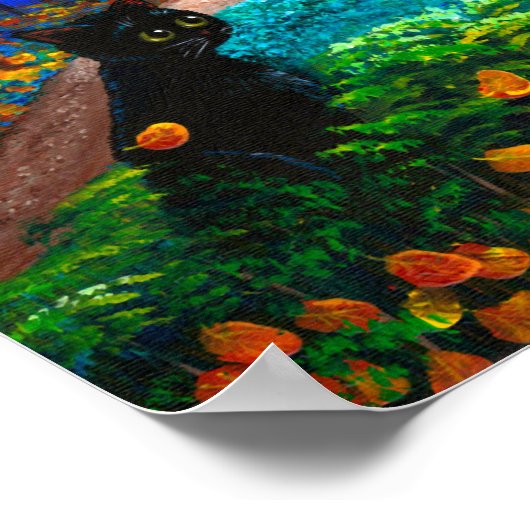 スカーディおもしろいキャット秋ハロウィンムーンクリエイションアーツ ポスター (角)