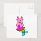 スカートでダンスする猫 ポストカード (正面/裏面)