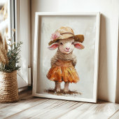 スカートの羊の絵 ヴィンテージ ファーム アニマル シープ ポスター