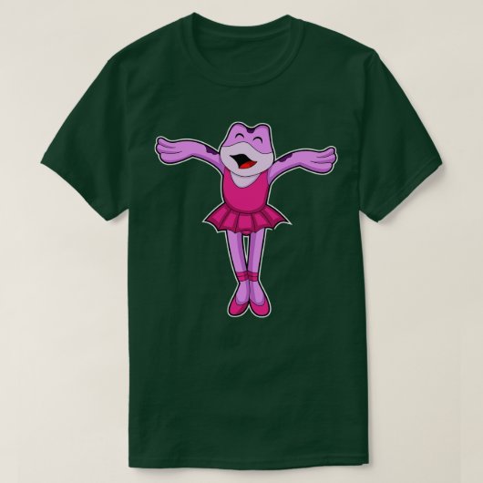 スカートをはいたバレエダンスのカエル Tシャツ (デザイン正面)