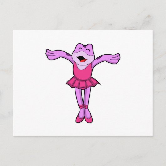 スカートを履いてバレエダンスをするカエル ポストカード (正面)