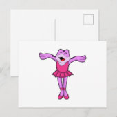 スカートを履いてバレエダンスを踊るカエル ポストカード (正面/裏面)