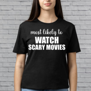 スカート映画を見る可能性が最も高い面白いハロウィン Tシャツ