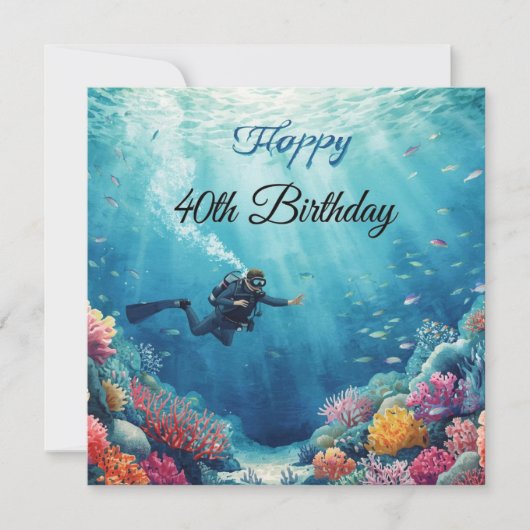 スカーバ 40歳の誕生日 水中 カード (正面)