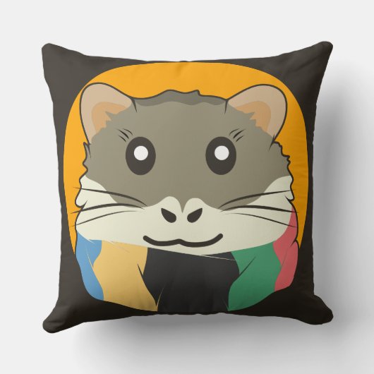 スカーフいけなを巻いたストライプの動物 クッション (裏面)