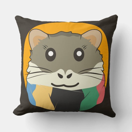 スカーフいけなを巻いたストライプの動物 クッション (正面)