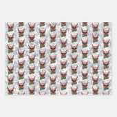 スカーフおもしろいを着たクリスマスのトナカイのパグ ラッピングペーパーシート (正面3)