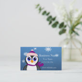スカーフおよび帽子を持つ愛らしい漫画のペンギン 名刺 (スタンド正面)