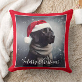 スカーフかわいらしとサンタハットのブラックラボ クッション (ブランケット)