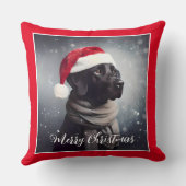 スカーフかわいらしとサンタハットのブラックラボ クッション (裏面)