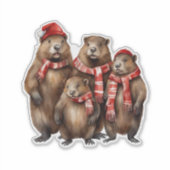 スカーフでかわいいビーバー シール (正面)