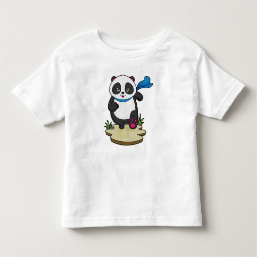 スカーフでランナーのパンダ トドラーTシャツ (正面)
