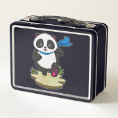 スカーフでランナーのパンダ メタルランチボックス (裏面)