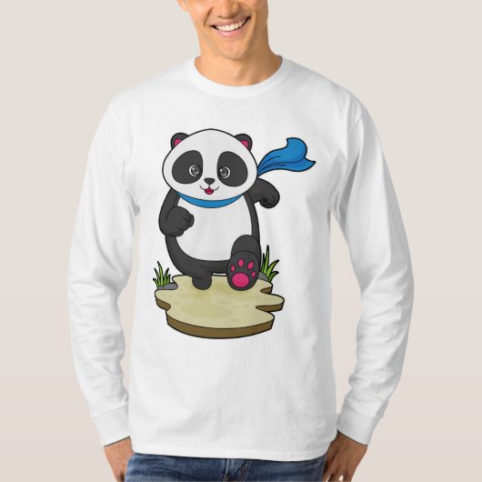 スカーフでランナーのパンダ Tシャツ (正面)