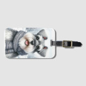 スカーフで冬のアートを楽しむシュノーザー ラゲッジタグ (正面横)