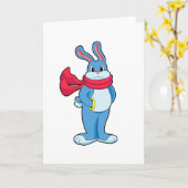 スカーフで冬のウサギ カード (黄色い花)