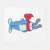 スカーフで冬のウサギ フリースブランケット (正面(横))