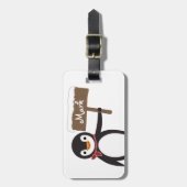 スカーフとサインのリバーシブルかわいいペンギン ラゲッジタグ (正面縦)