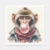 スカーフとジャケットバブルガムのかわいいサル スタンダードランチョンナプキン (正面)