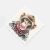 スカーフとジャケットバブルガムのかわいいサル スタンダードランチョンナプキン (角)