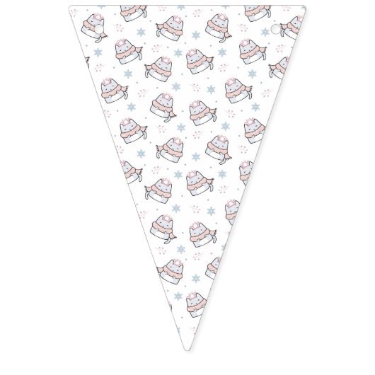 スカーフとスノーフレークを使ったかわいい冬の猫パターン バンティングフラッグ (第2の旗)