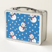 スカーフと帽子の幸せな小雪だるま メタルランチボックス (裏面)