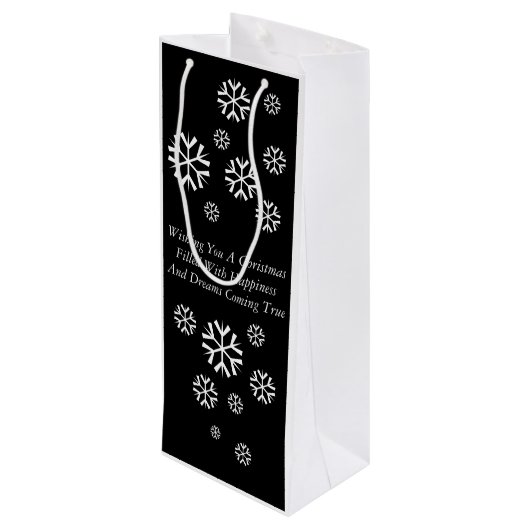 スカーフと帽子の黒と白の可愛い雪だるま ワインギフトバッグ (裏面アングル)