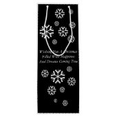 スカーフと帽子の黒と白の可愛い雪だるま ワインギフトバッグ (裏面)