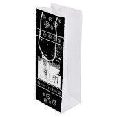 スカーフと帽子の黒と白の可愛い雪だるま ワインギフトバッグ (正面アングル)