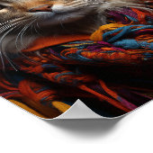 スカーフと帽子をかぶった愛らしい猫 ポスター (角)