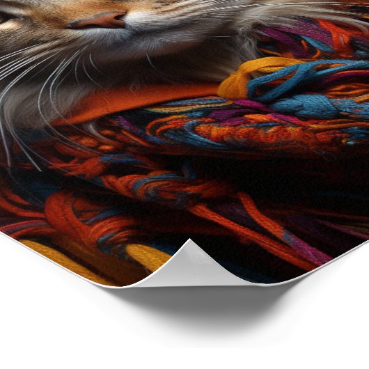 スカーフと帽子をかぶった愛らしい猫 ポスター (角)