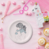 スカーフと本の女の子 ペーパープレート (パーティー)