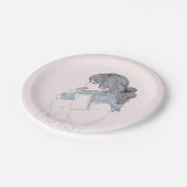 スカーフと本の女の子 ペーパープレート (アングル)