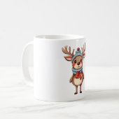 スカーフのクリスマスが素敵なトナカイ コーヒーマグカップ (正面左)