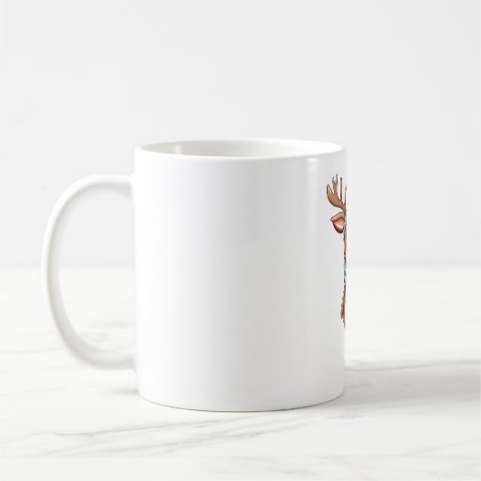 スカーフのクリスマスが素敵なトナカイ コーヒーマグカップ (左)