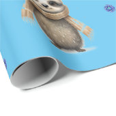 スカーフのクリスマスに可愛い動物が水色で ラッピングペーパー (ロールコーナー)