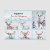 スカーフのトナカイパーソナライズされたのクリスマス冬 薄葉紙 (正面)