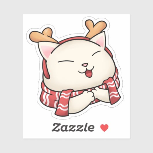 スカーフのトナカイ猫 シール (シート)