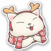 スカーフのトナカイ猫 シール (正面)