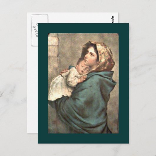 スカーフのマドンナが赤ちゃんイエスを抱える ポストカード (正面/裏面)