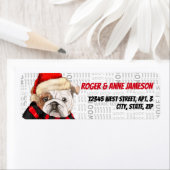 スカーフの中のクリスマス英語のブルドッグ ラベル (インサイチュ)