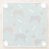 スカーフの冬のパターンの赤と黒のドーバーマン ガラスコースター (裏面)