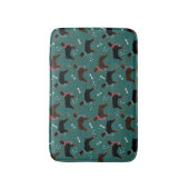 スカーフの冬のパターンの赤と黒のドーバーマン バスマット (正面縦)