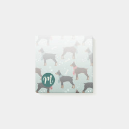 スカーフの冬のパターンの赤と黒のドーバーマン ポストイット