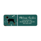 スカーフの冬のパターンの赤と黒のドーバーマン ラベル (正面)