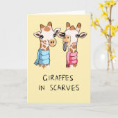 スカーフの可愛いギラフェスケッチグリーティングカード カード (黄色い花)